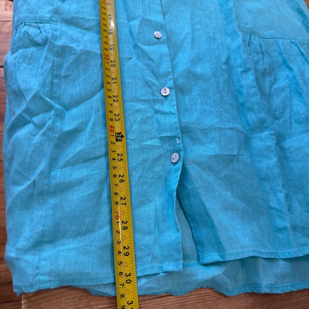 J. Jill Tunic Women L Aqua Blue Love Linen Sleeveless Button-Front Blouse - Picture 7 of 9